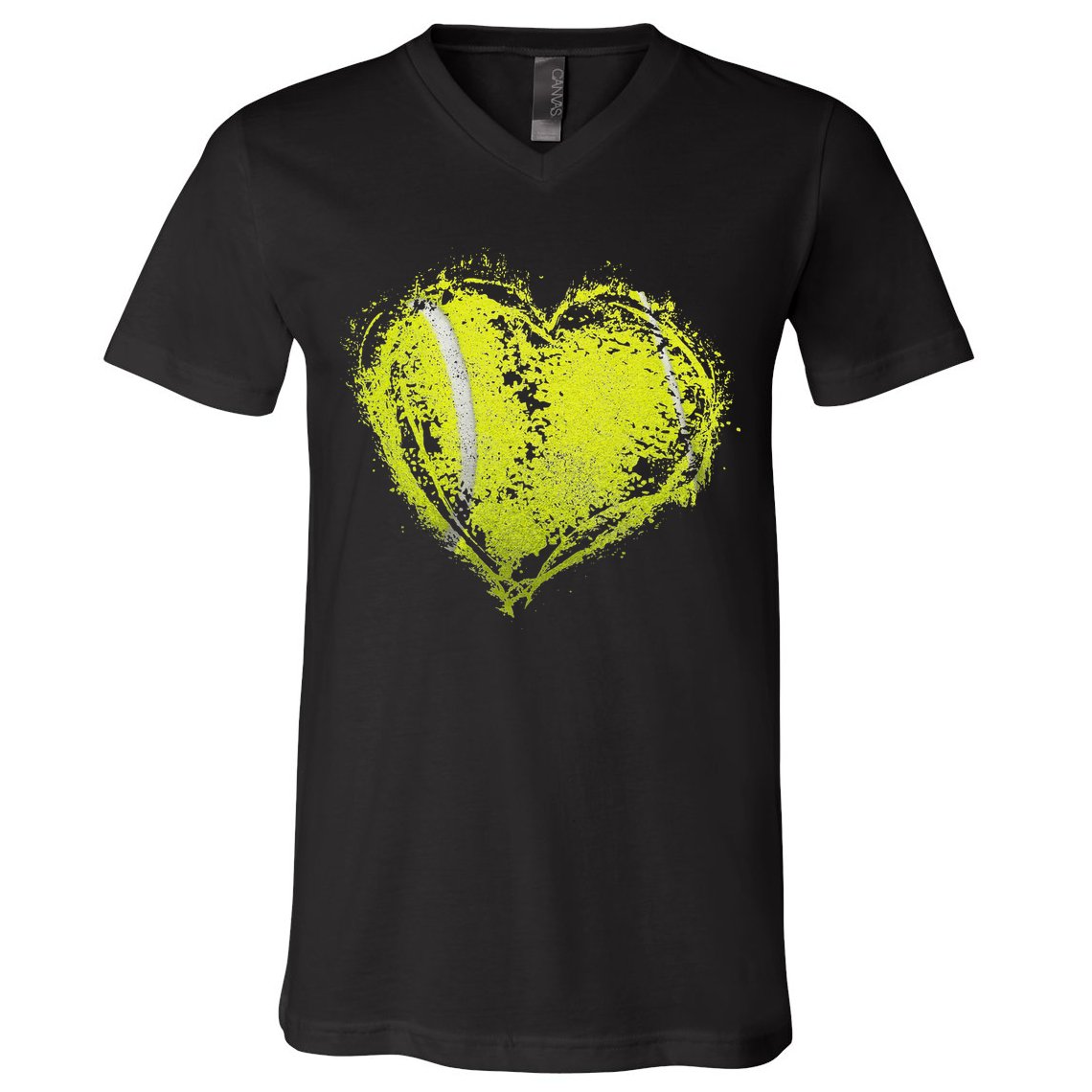 Vintage Tennis Ball Heart Valentines Day Gift V-Neck T-Shirt