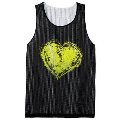 Vintage Tennis Ball Heart Valentines Day Gift Mesh Reversible Basketball Jersey Tank