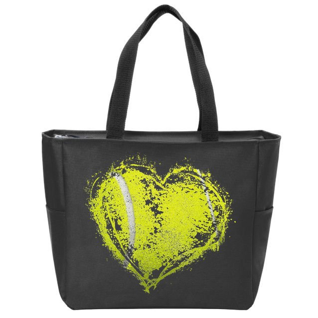 Vintage Tennis Ball Heart Valentines Day Gift Zip Tote Bag