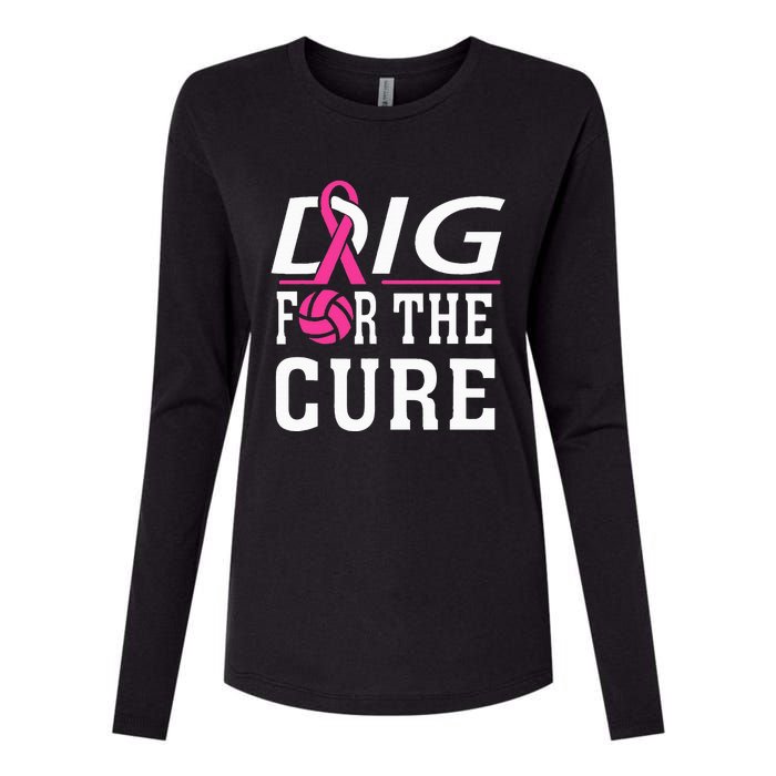 Volleyball Team Breast Cancer Awareness Womens Cotton Relaxed Long Sleeve T-Shirt