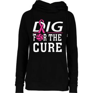 Volleyball Team Breast Cancer Awareness Womens Funnel Neck Pullover Hood