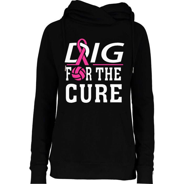 Volleyball Team Breast Cancer Awareness Womens Funnel Neck Pullover Hood