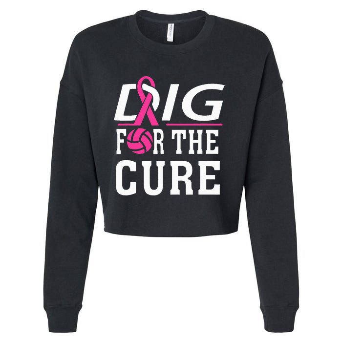 Volleyball Team Breast Cancer Awareness Cropped Pullover Crew