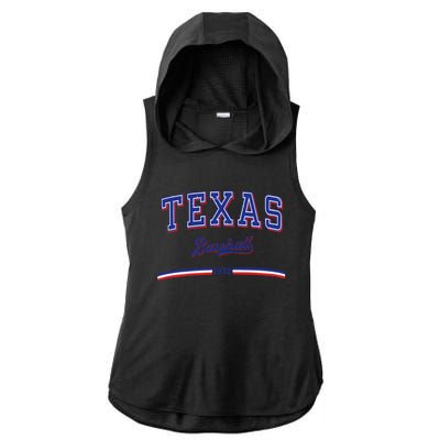 Vintage Texas Baseball 1972 Team Ladies PosiCharge Tri-Blend Wicking Draft Hoodie Tank