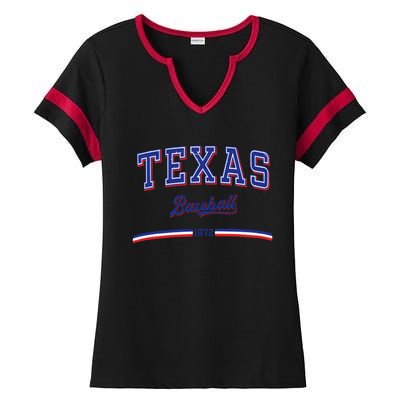 Vintage Texas Baseball 1972 Team Ladies Halftime Notch Neck Tee