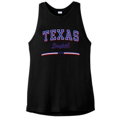 Vintage Texas Baseball 1972 Team Ladies PosiCharge Tri-Blend Wicking Tank