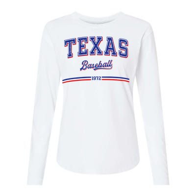 Vintage Texas Baseball 1972 Team Womens Cotton Relaxed Long Sleeve T-Shirt