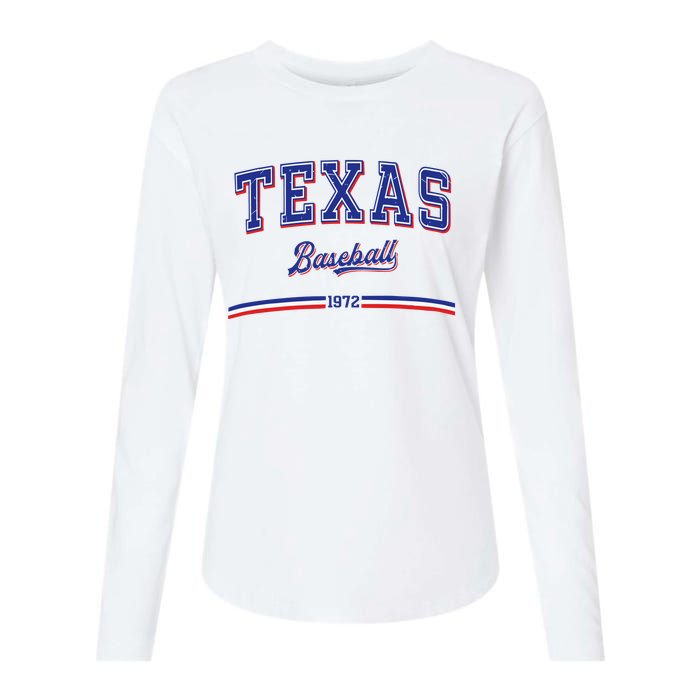 Vintage Texas Baseball 1972 Team Womens Cotton Relaxed Long Sleeve T-Shirt