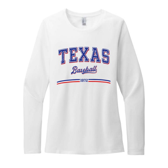 Vintage Texas Baseball 1972 Team Womens CVC Long Sleeve Shirt