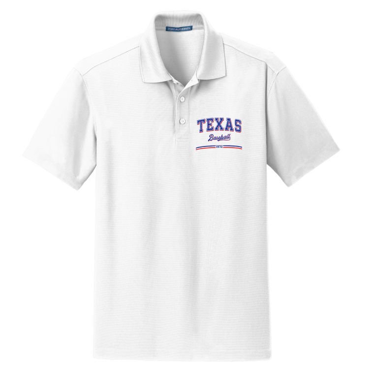 Vintage Texas Baseball 1972 Team Dry Zone Grid Polo