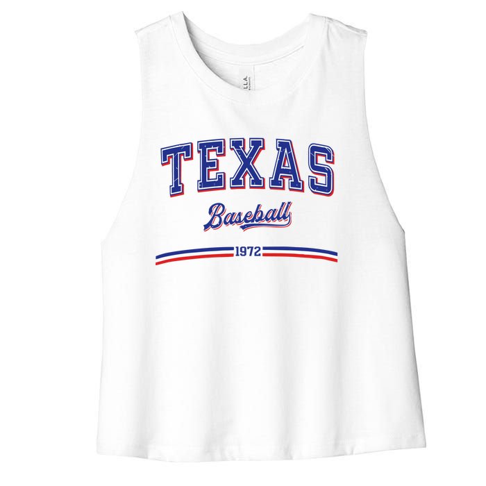 Vintage Texas Baseball 1972 Team Women's Racerback Cropped Tank