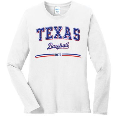 Vintage Texas Baseball 1972 Team Ladies Long Sleeve Shirt