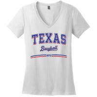 Vintage Texas Baseball 1972 Team Women's V-Neck T-Shirt