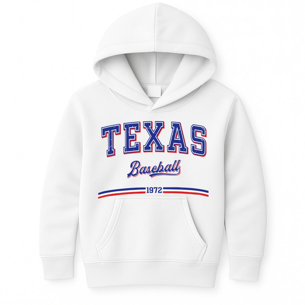Vintage Texas Baseball 1972 Team Kids Hoodie