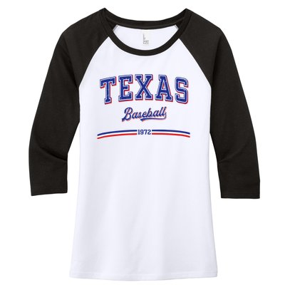 Vintage Texas Baseball 1972 Team Women's Tri-Blend 3/4-Sleeve Raglan Shirt