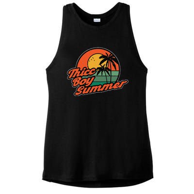 Vintage Thicc Boy Summer Funny Beach Ladies PosiCharge Tri-Blend Wicking Tank