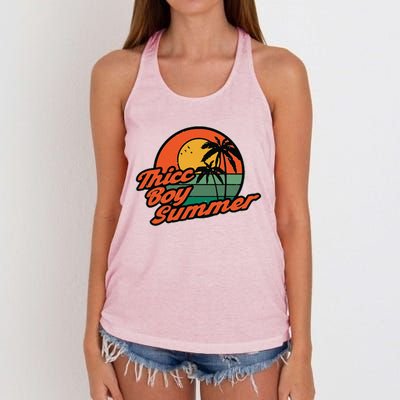 Vintage Thicc Boy Summer Funny Beach Women's Knotted Racerback Tank