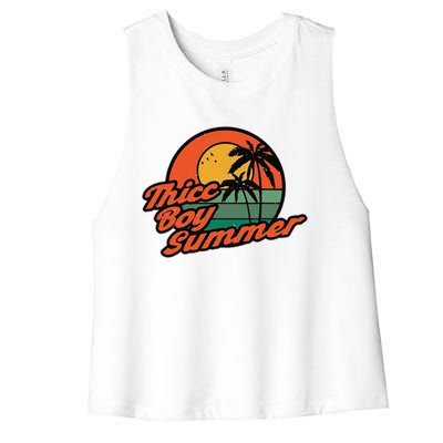 Vintage Thicc Boy Summer Funny Beach Women's Racerback Cropped Tank