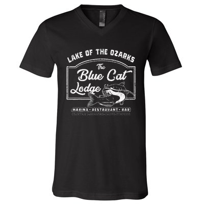 Vintage The Blue Cat Lodge Lake Of The Ozarks V-Neck T-Shirt