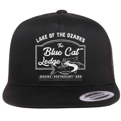 Vintage The Blue Cat Lodge Lake Of The Ozarks Flat Bill Trucker Hat