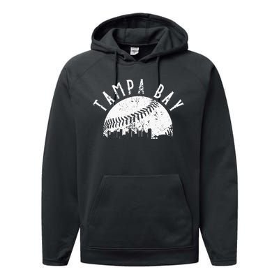 Vintage Tampa Bay Florida Skyline Apparel Performance Fleece Hoodie