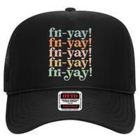 Vintage Teacher Back To School Funny Friyay Teacher life High Crown Mesh Back Trucker Hat