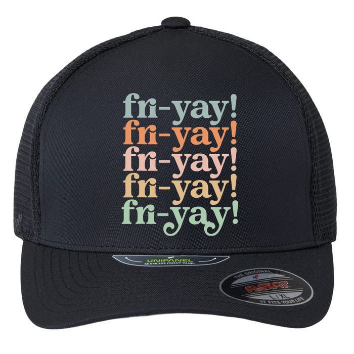 Vintage Teacher Back To School Funny Friyay Teacher life Flexfit Unipanel Trucker Cap