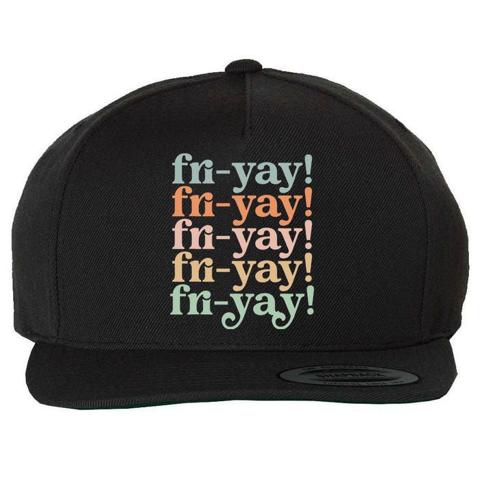 Vintage Teacher Back To School Funny Friyay Teacher life Wool Snapback Cap