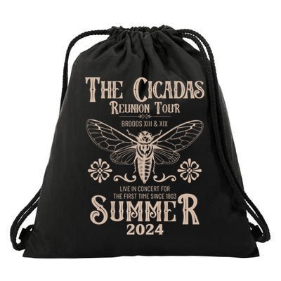 Vintage The Cicadas Reunion Tour Broods Xiii And Xix Summer 2024 Drawstring Bag
