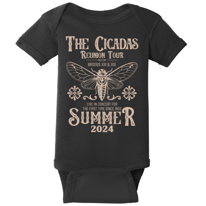 Vintage The Cicadas Reunion Tour Broods Xiii And Xix Summer 2024 Baby Bodysuit