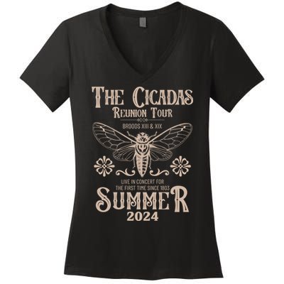 Vintage The Cicadas Reunion Tour Broods Xiii And Xix Summer 2024 Women's V-Neck T-Shirt