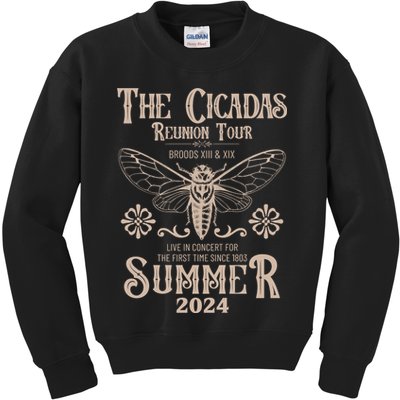 Vintage The Cicadas Reunion Tour Broods Xiii And Xix Summer 2024 Kids Sweatshirt