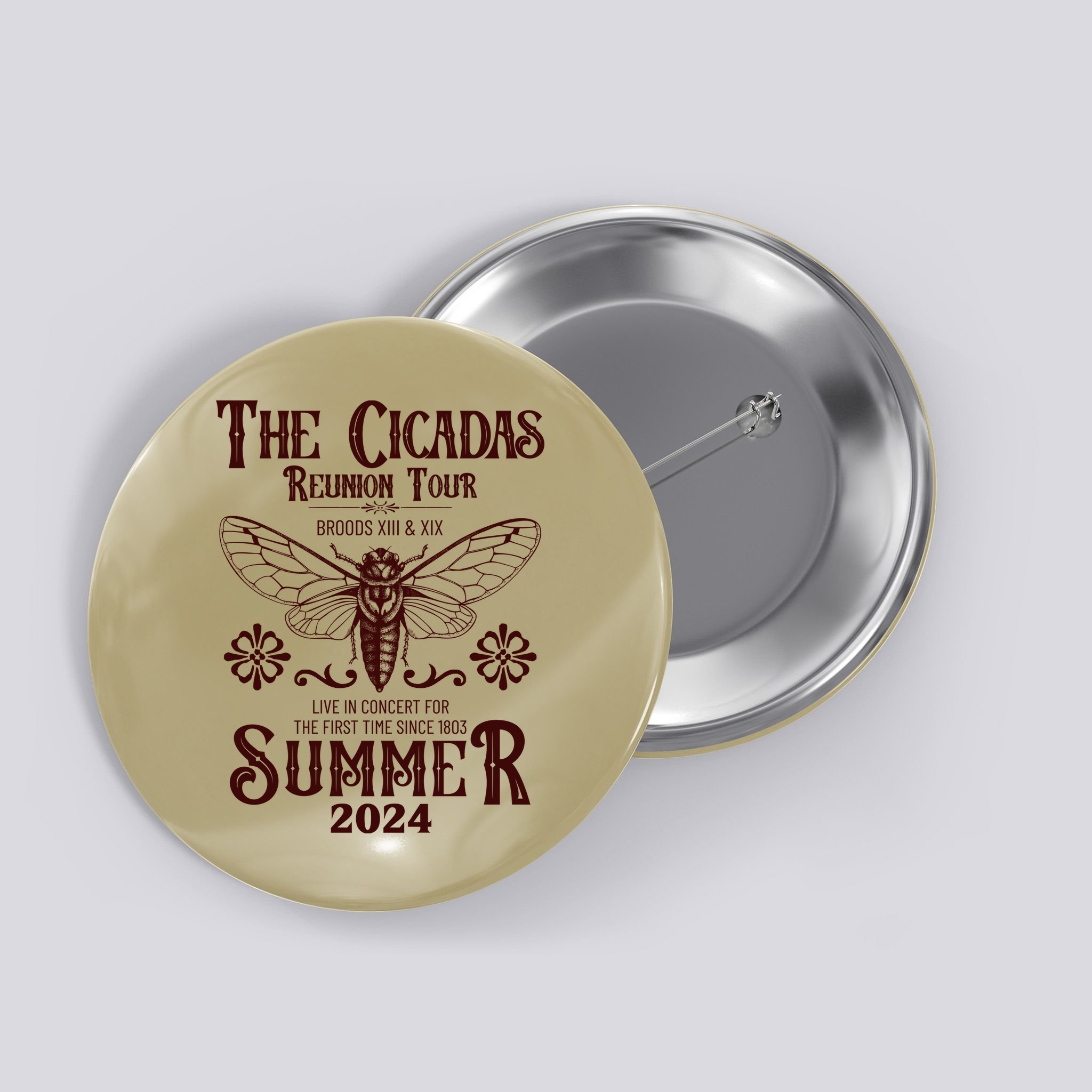 Vintage The Cicadas Reunion Tour Broods Xiii And Xix Summer 2024 Button