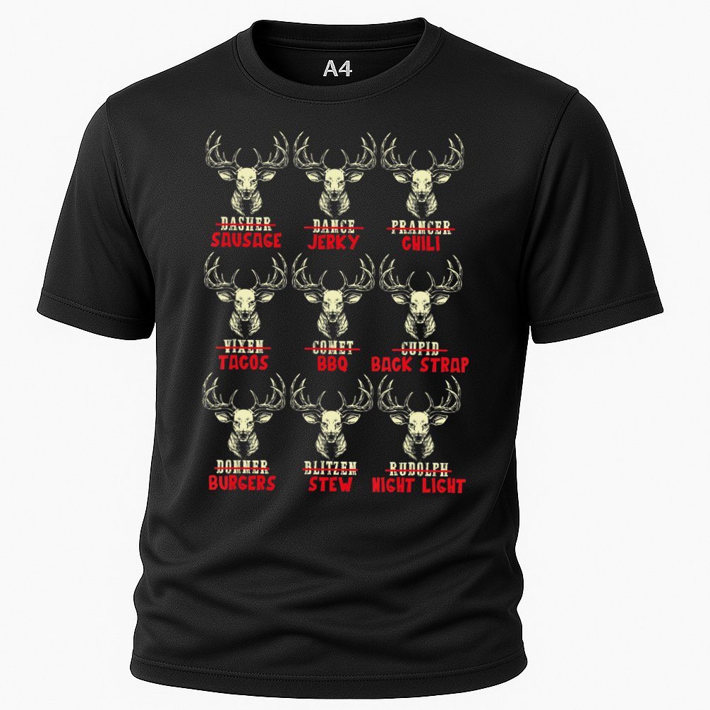 Venison The Christmas Meat Funny Deer Hunting Xmas Hunters Cooling Performance Crew T-Shirt