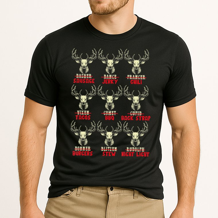 Venison The Christmas Meat Funny Deer Hunting Xmas Hunters Cooling Performance Crew T-Shirt