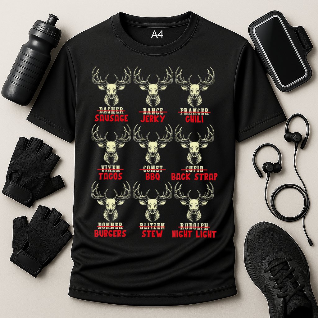 Venison The Christmas Meat Funny Deer Hunting Xmas Hunters Cooling Performance Crew T-Shirt