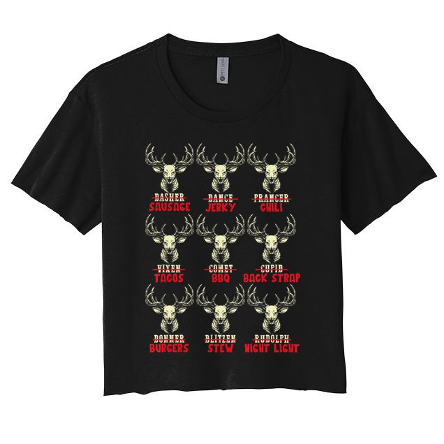 Venison The Christmas Meat Funny Deer Hunting Xmas Hunters Women's Crop Top Tee