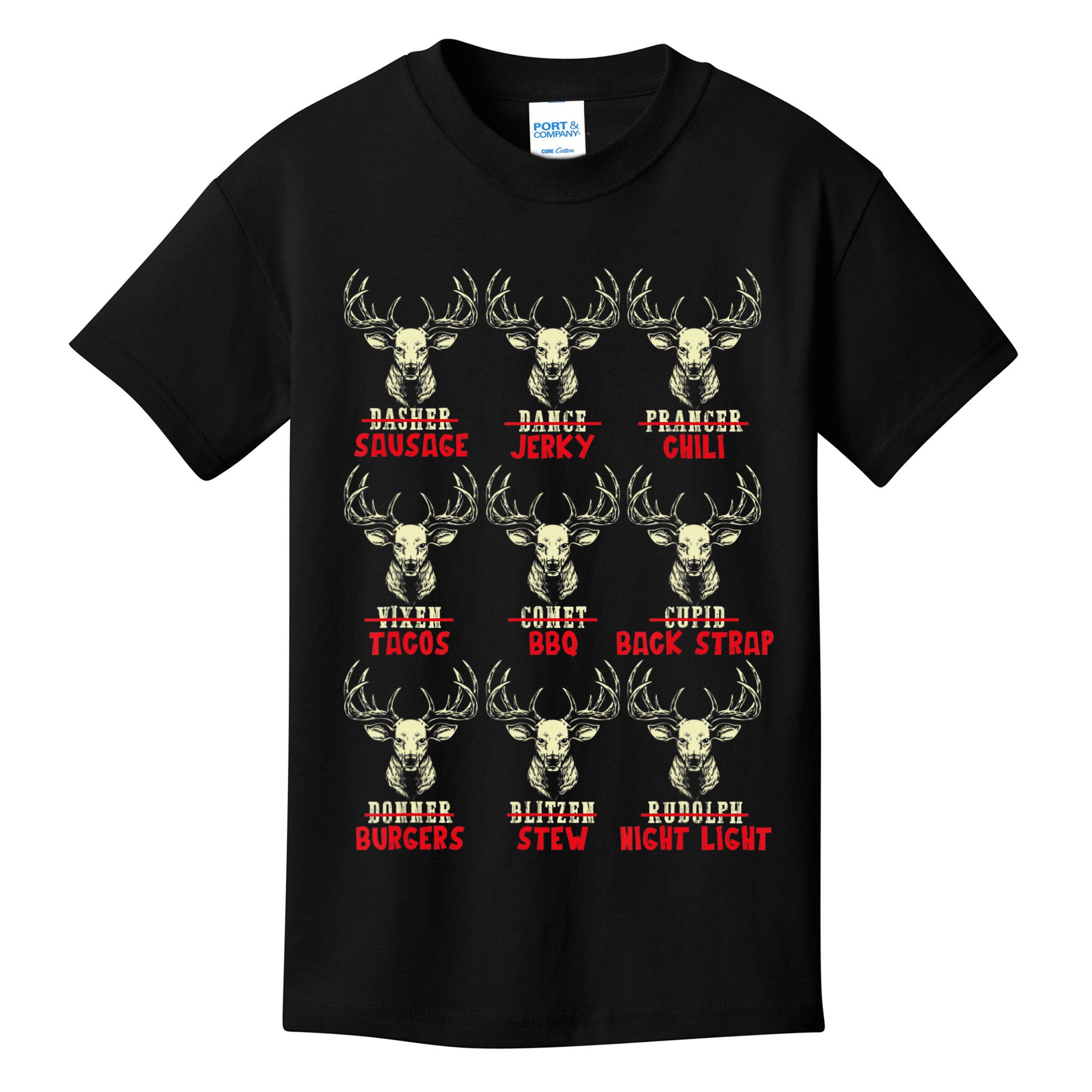 Venison The Christmas Meat Funny Deer Hunting Xmas Hunters Kids T-Shirt