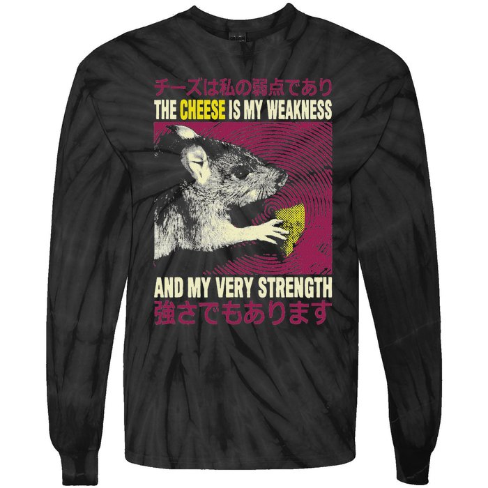 Vintage The Cheese Is My Weakness Japanese Rat Tie-Dye Long Sleeve Shirt