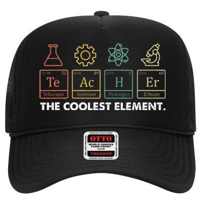 Vintage The Coolest Element Periodic Table Chemist Teacher High Crown Mesh Back Trucker Hat