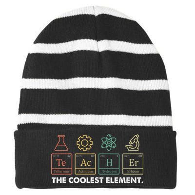 Vintage The Coolest Element Periodic Table Chemist Teacher Striped Beanie with Solid Band