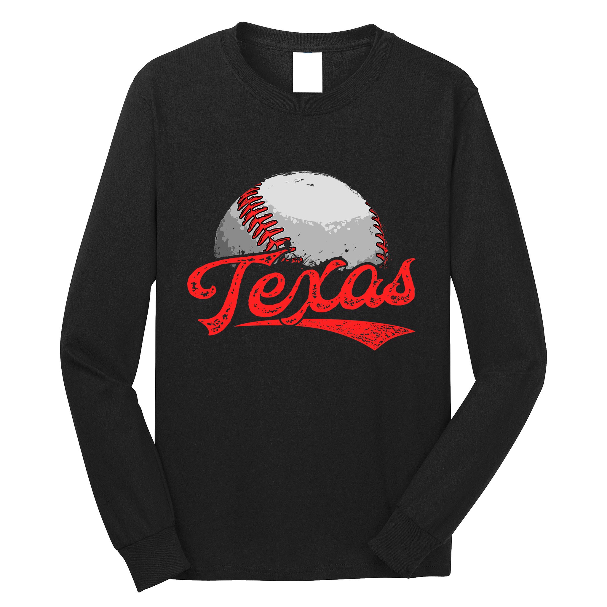 Vintage Texas Cityscape Baseball Lover For Long Sleeve Shirt