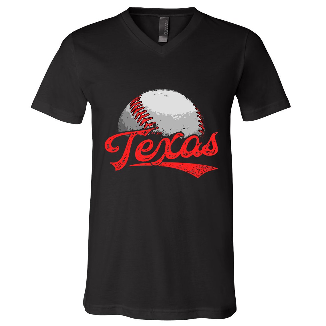 Vintage Texas Cityscape Baseball Lover For V-Neck T-Shirt