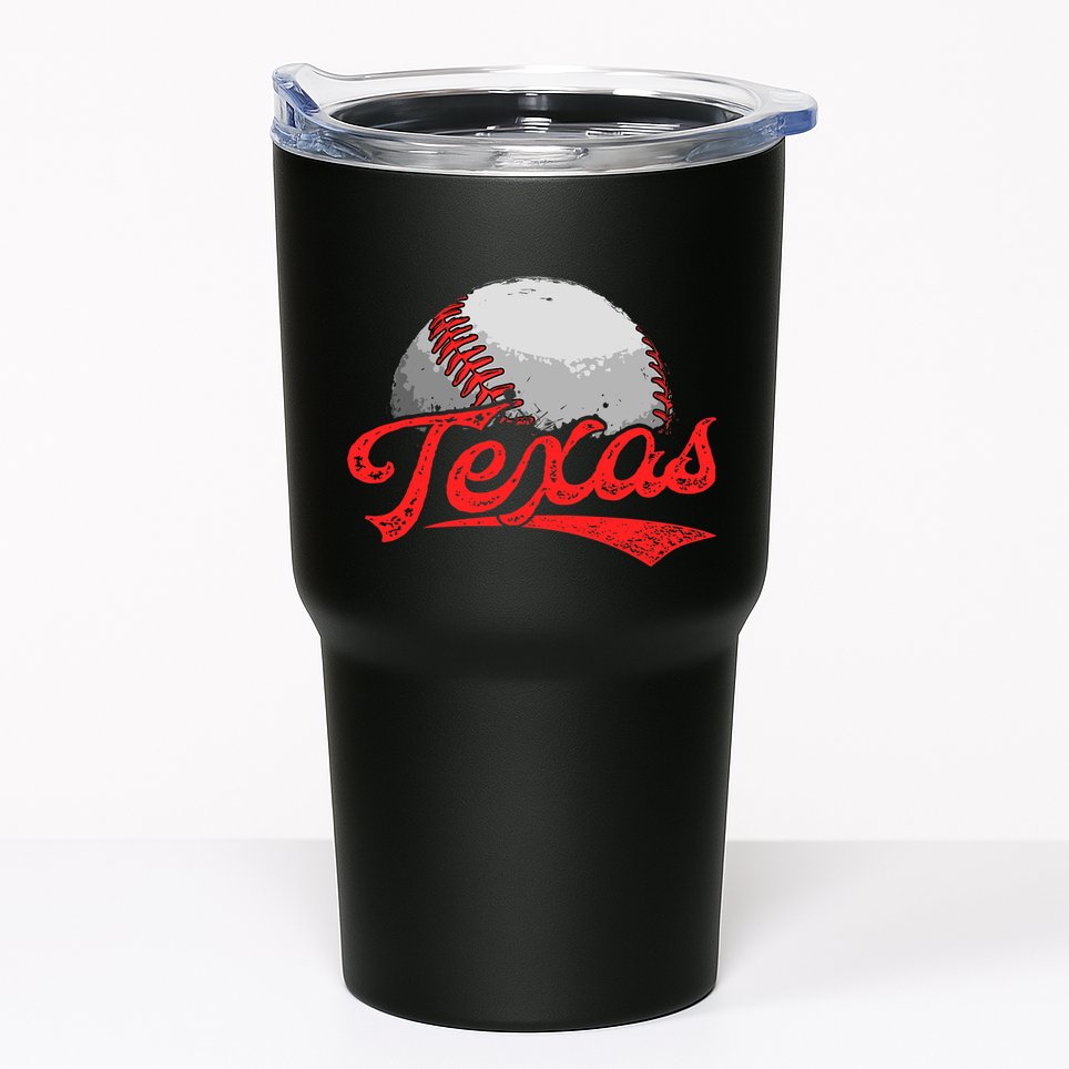 Vintage Texas Cityscape Baseball Lover For Tumbler