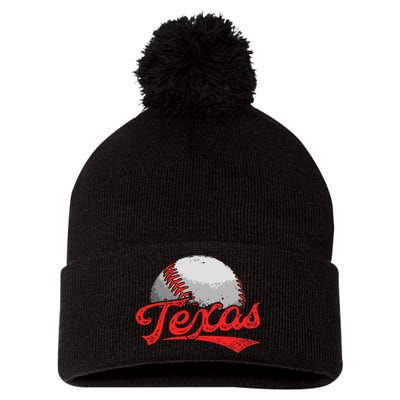 Vintage Texas Cityscape Baseball Lover For Pom Pom 12in Knit Beanie