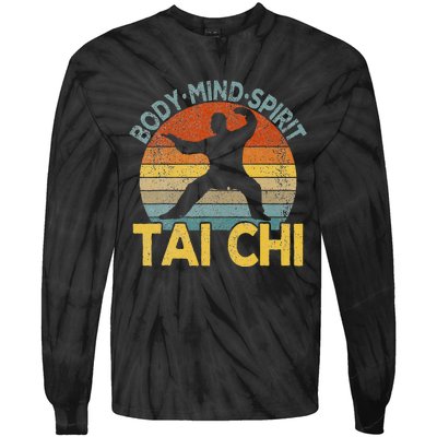 Vintage Tai Chi Chinese Martial Arts Taiji Retro Tie-Dye Long Sleeve Shirt