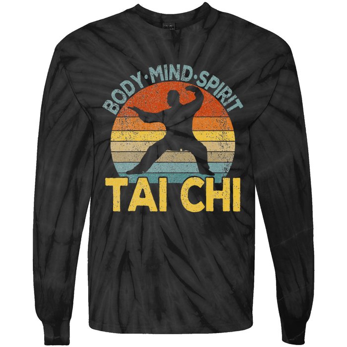 Vintage Tai Chi Chinese Martial Arts Taiji Retro Tie-Dye Long Sleeve Shirt