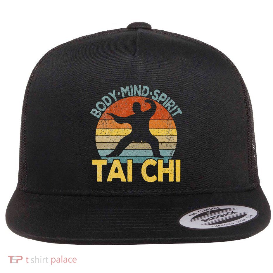 Vintage Tai Chi Chinese Martial Arts Taiji Retro Flatbill Hat