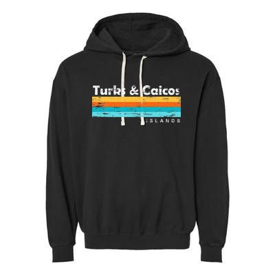 Vintage Turks & Caicos Islands Palm Trees Grace Bay Beach Garment-Dyed Fleece Hoodie