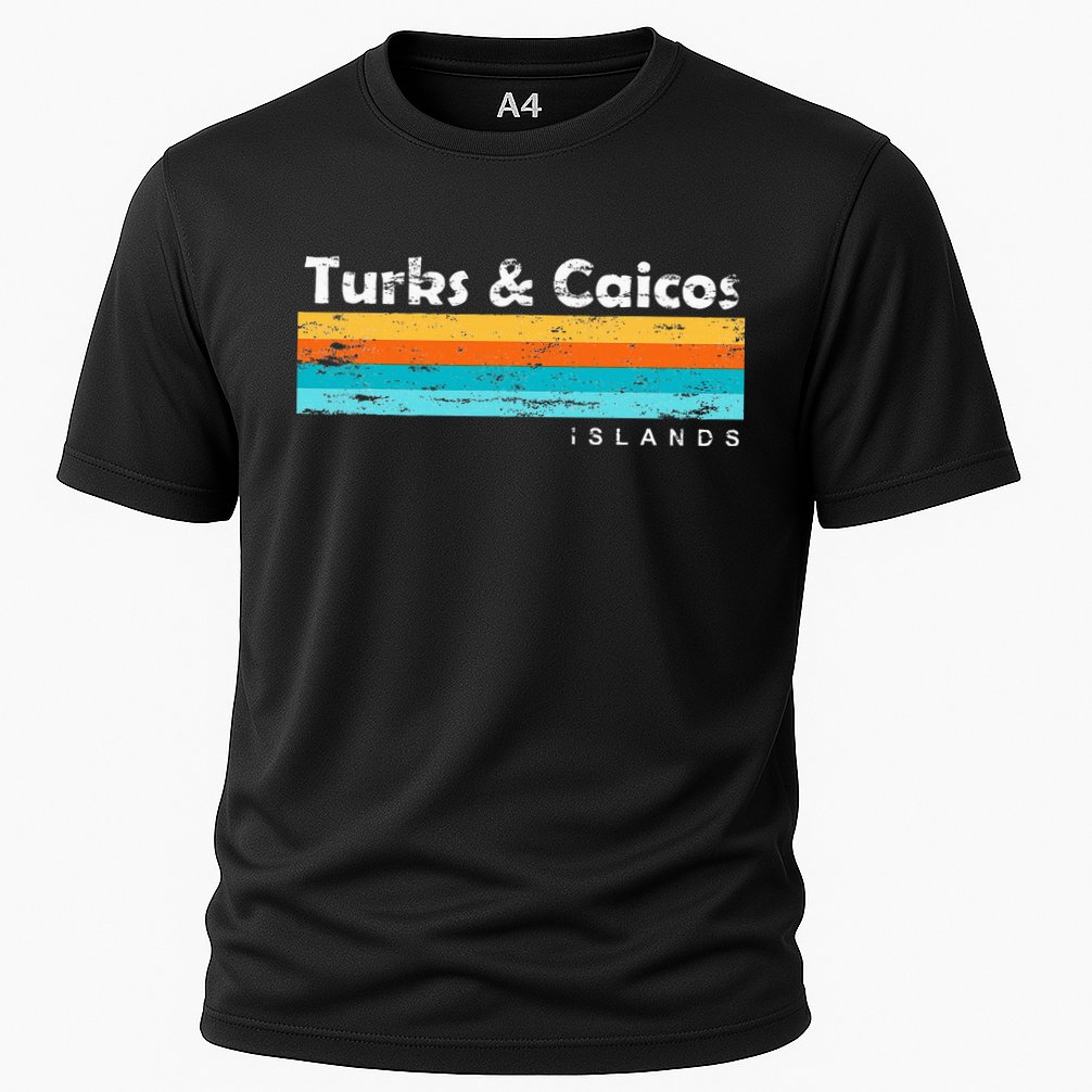 Vintage Turks & Caicos Islands Palm Trees Grace Bay Beach Performance Shirt